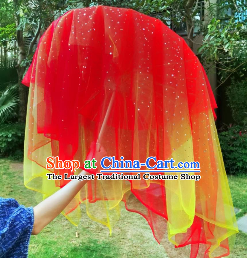 Red and Yellow Gauzy Ethereal Chinese Ancient Dance Umbrella Classical Dance Umbrella  Handmade Hanfu Dance Umbrella