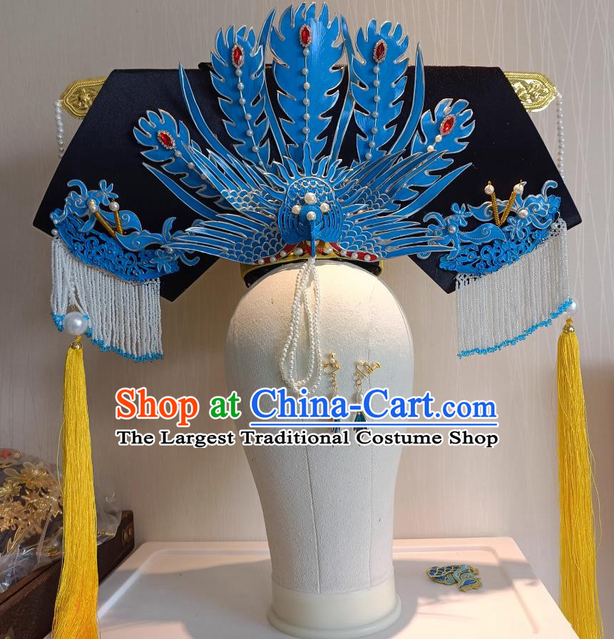 Princess Pearl Empress Dowager Headdress Ancient Qing Dynasty Palace Queen Phoenix Hat Da Lachi Headpiece
