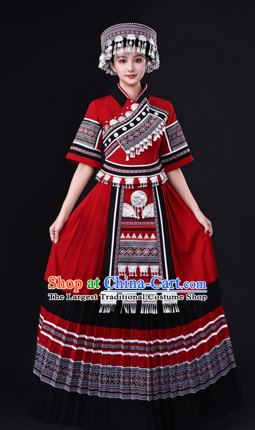 Chinese Minority Costume Miao Ethnic Women Traditional Clothing Guizhou Tujia Nationality Dress
