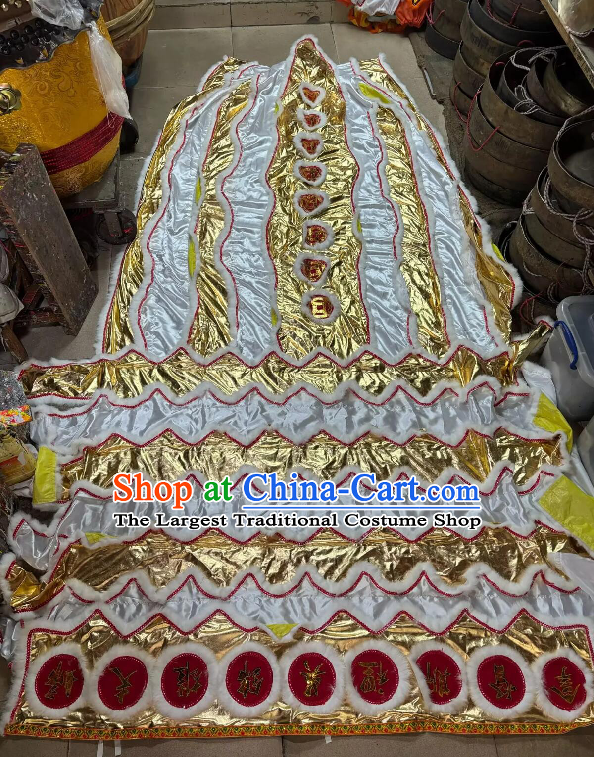 Chinese Lei Bei Lion Clothing Dancing Lion Tail and Pants Set Traditional Rabbit Hair Lion Dance Costumes