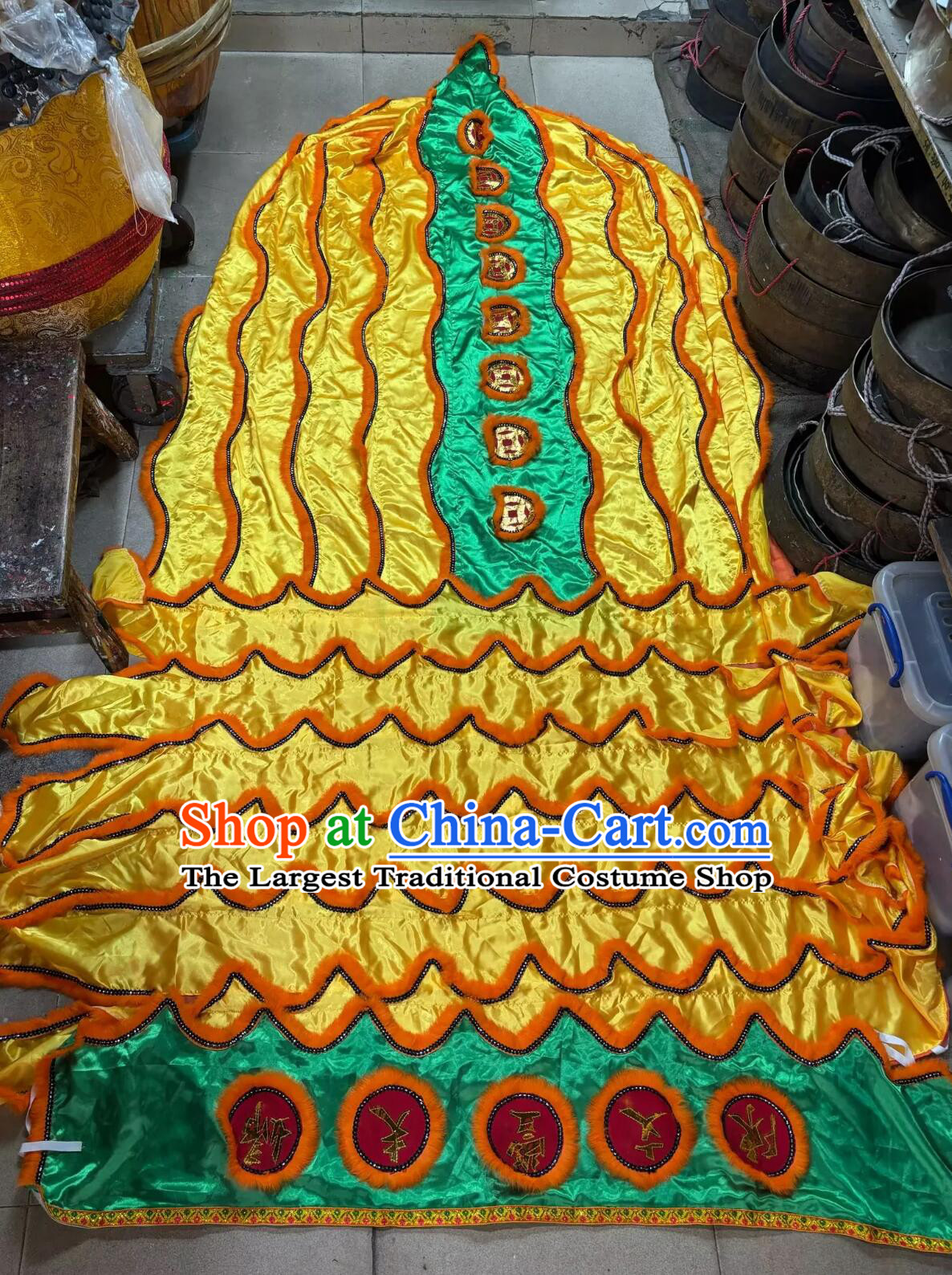 Traditional Rabbit Hair Lion Dance Costumes Chinese Lion Clothing Dancing Lion Tail and Pants Set