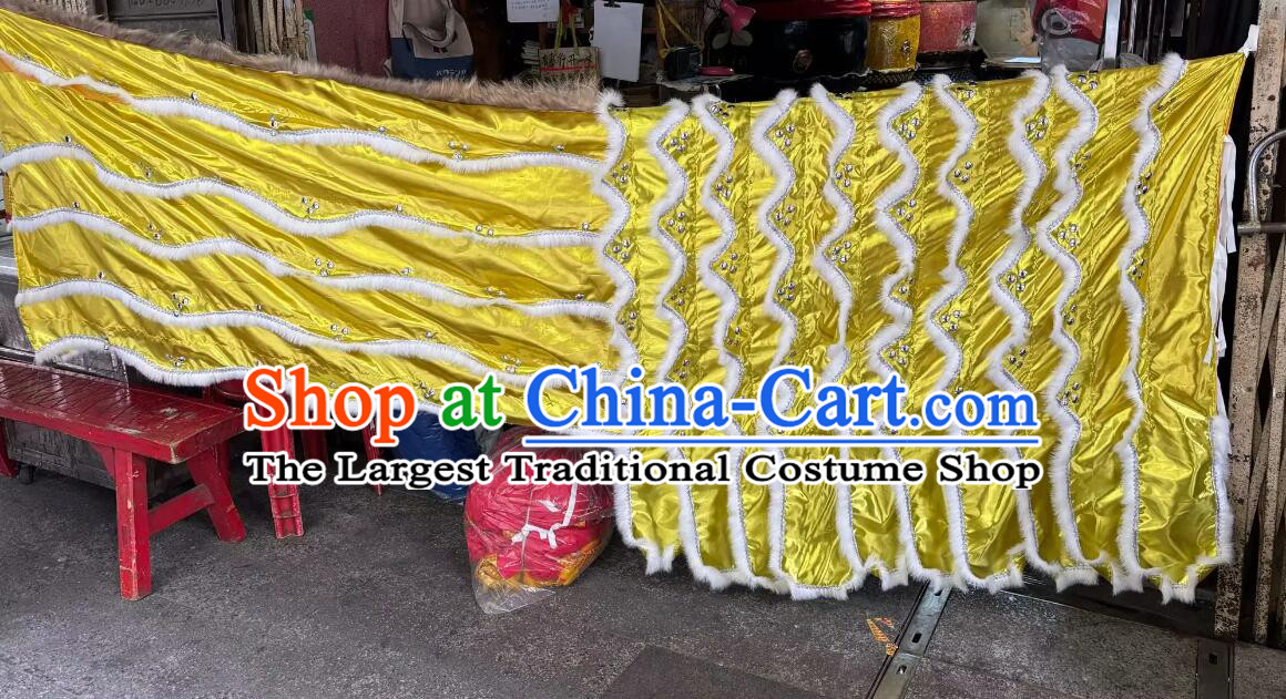 Traditional Dancing Lion Tail and Pants Rabbit Hair Lion Dance Costumes Golden Chinese Lion Clothing Set