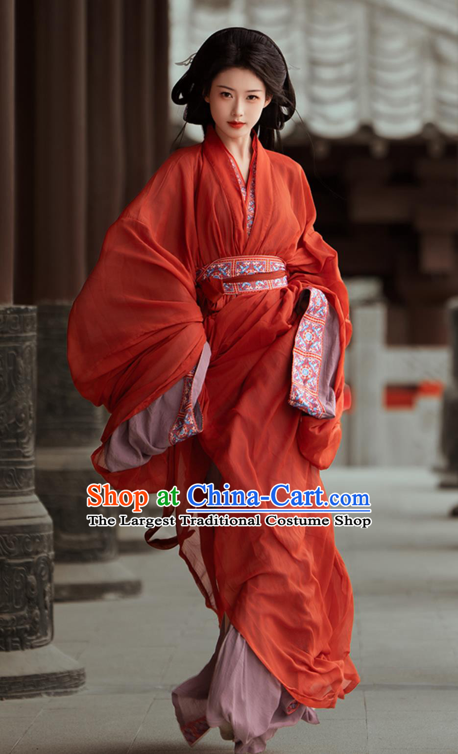 Chinese Hanfu Warring States Robes Ancient Princess Costumes Traditional Red Training Dress