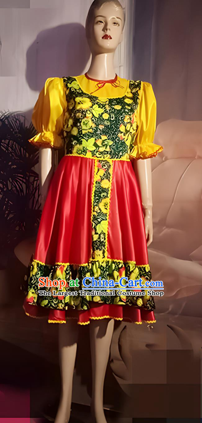 Western Women Red Dress Restaurant Waitress Performance Dance Clothing Russian Traditional Costume