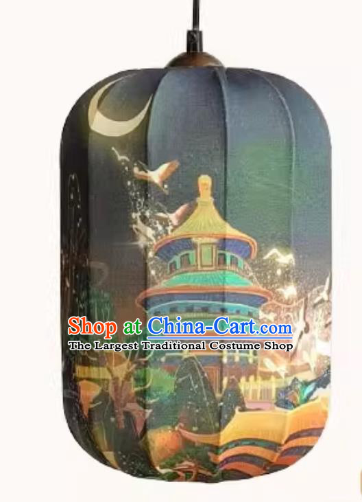 Waterproof Pendant Lantern Printed Temple Lamp Chinese Style Lantern