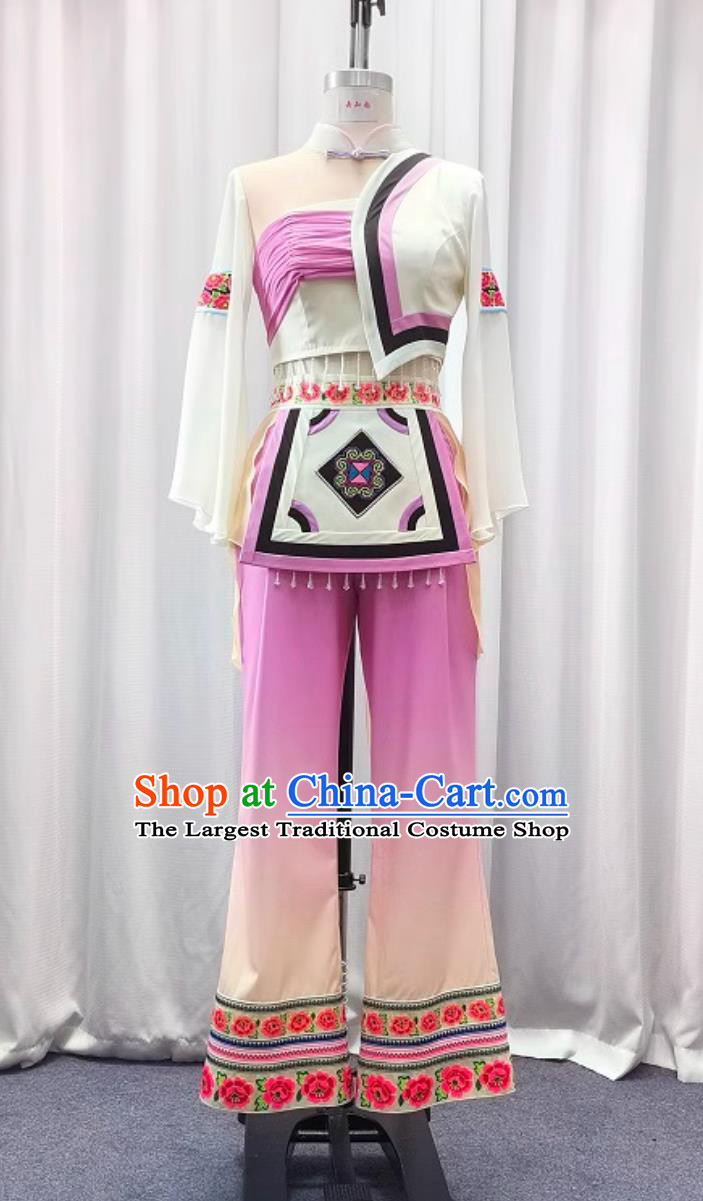 Hmong Dance Performance Costume Women Chinese Miao Ethnic Dance Outfit Tao Li Cup Yi Lou Qiu Dance Clothing