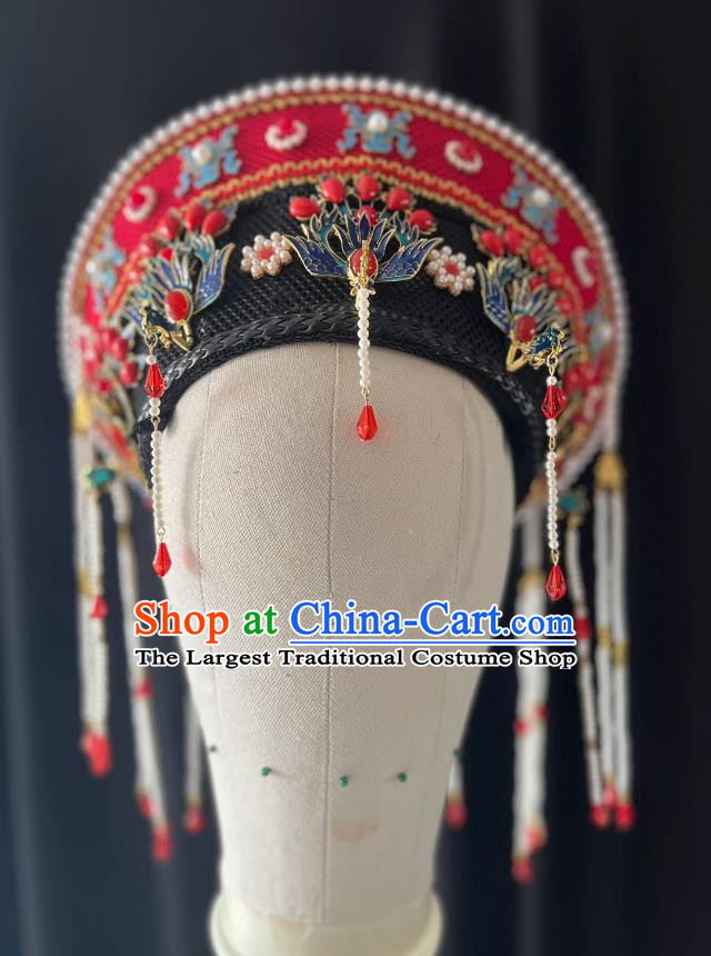 Qing Dynasty Imperial Consort Hat Ancient Chinese Empress Crown Handmade Manchu Wedding Dianzi Headdress