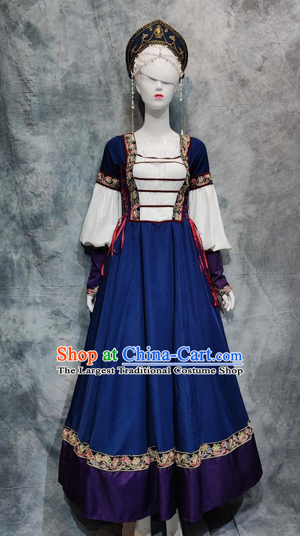 Russian Ethnic Medieval Traditional Costume Rental European Performance Show Attire