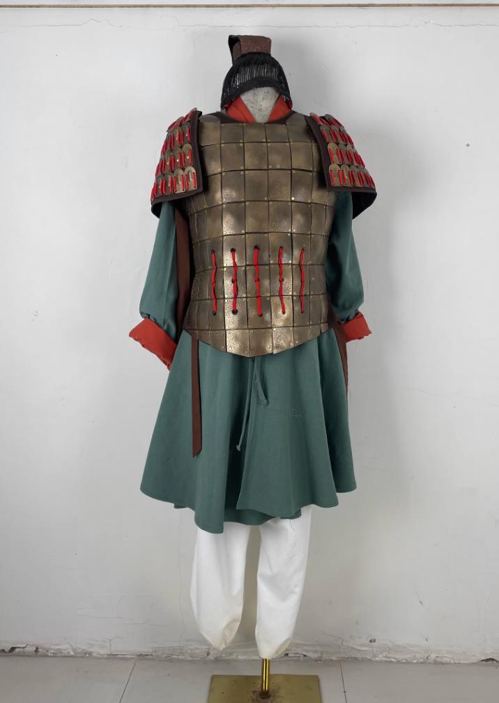 Chinese Classical Dance Armor Cosplay Terracotta Warrior Qin Dynasty Soldier Costume Stage Performance Garment