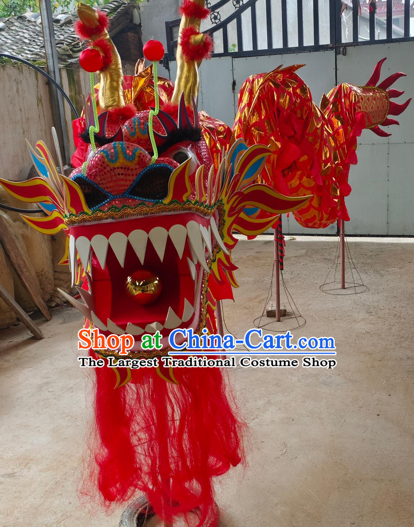 New Year Red Dancing Dragon Equipment Children Dragon Dance Prop Chinese Dragon Head