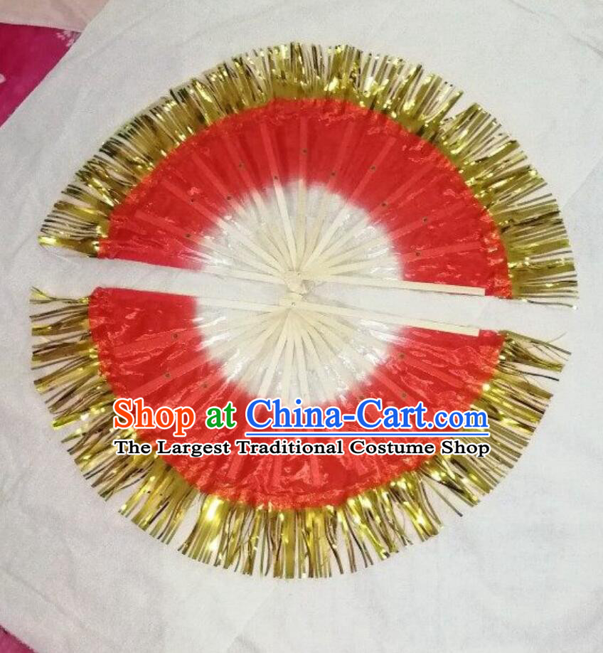 Chinese Folk Dance Fan Gold Tassel Fan Fan Dance Prop Square Dance Thread Fan