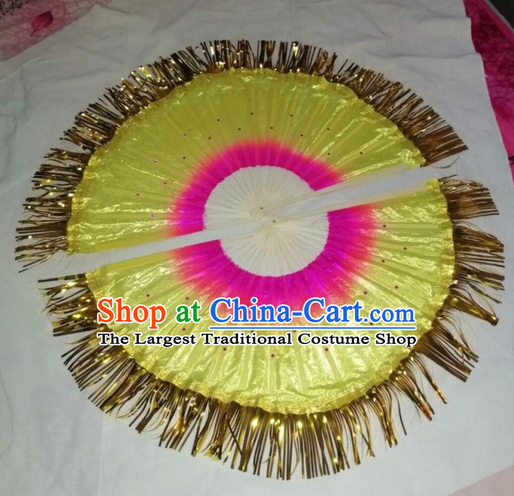 Square Dance Thread Fan Chinese Folk Dance Fan Gold Tassel Fan Fan Dance Prop
