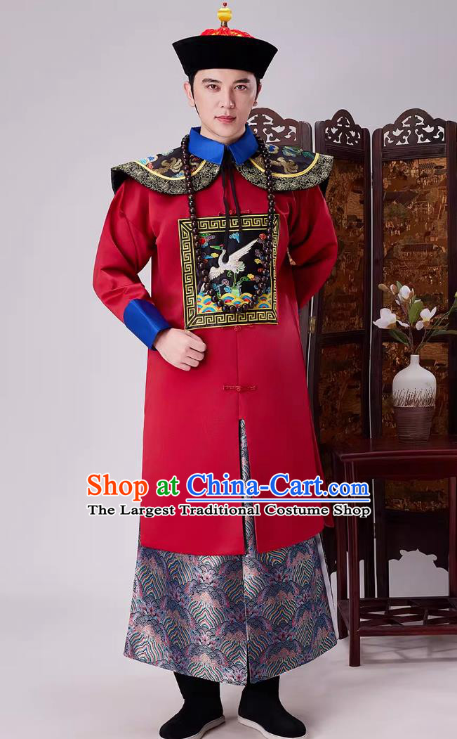Chinese Qing Dynasty Official Costume First Rank Civil Military Minister Court Robe Historical Drama Prince Guard Performance Outfit for Men