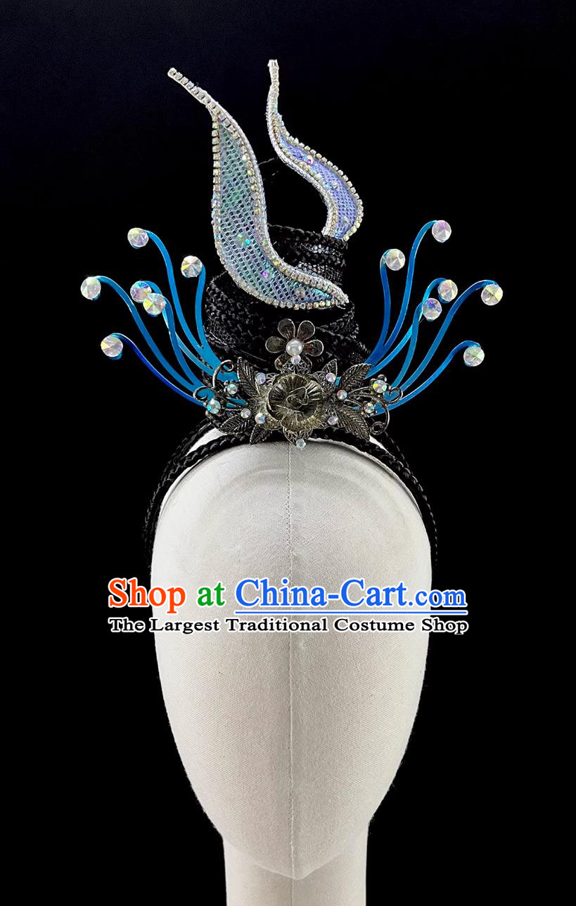 Classical Dance Mountain Water Moon Headdress Landscape Hair Accessory Women Group Dance Stage Performance Headpiece