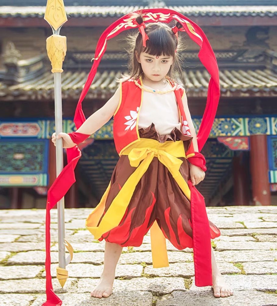 Chinese Nezha Warframe Costumes China Ne Zha Movie Costume Asian Traditional Na Zha Reborn Clothing and Props Complete Set for Kids and Adults