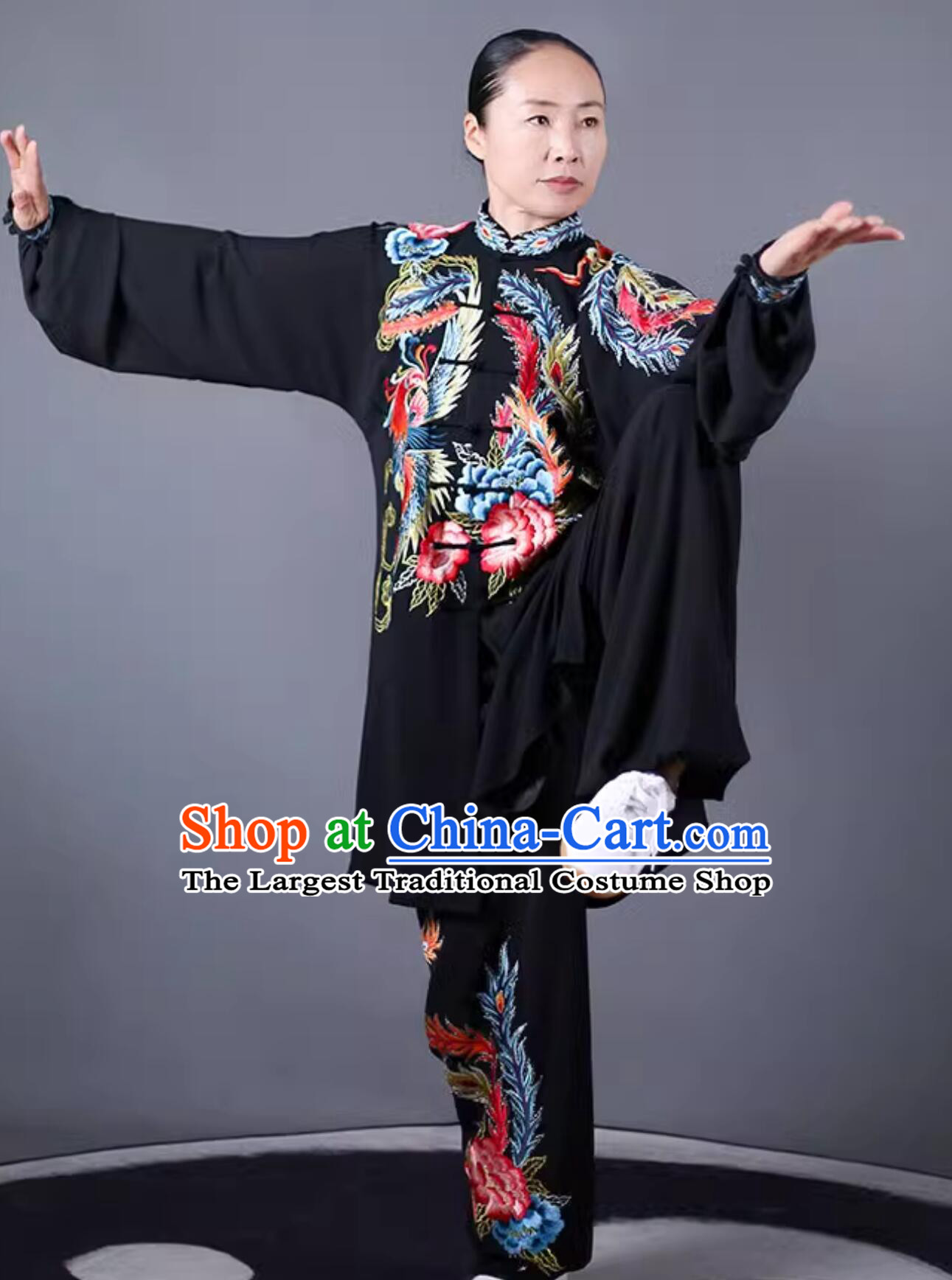 Chinese Martial Art Competition Clothing Top Phoenix Embroidery Tai Chi Costume Taijiquan Suit Ba Duan Jin Training Uniform