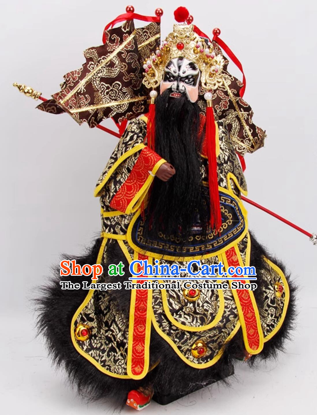 Zhang Fei Hand Puppet Art Handmade Traditional Chinese Peking Opera General Glove Puppet