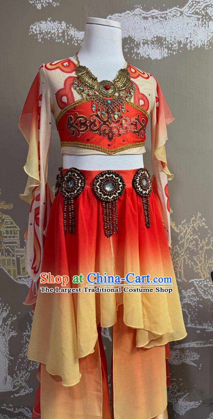 Childrens Dunhuang Dance Costume Taoli Cup Dance Costume Stage Performance Costume
