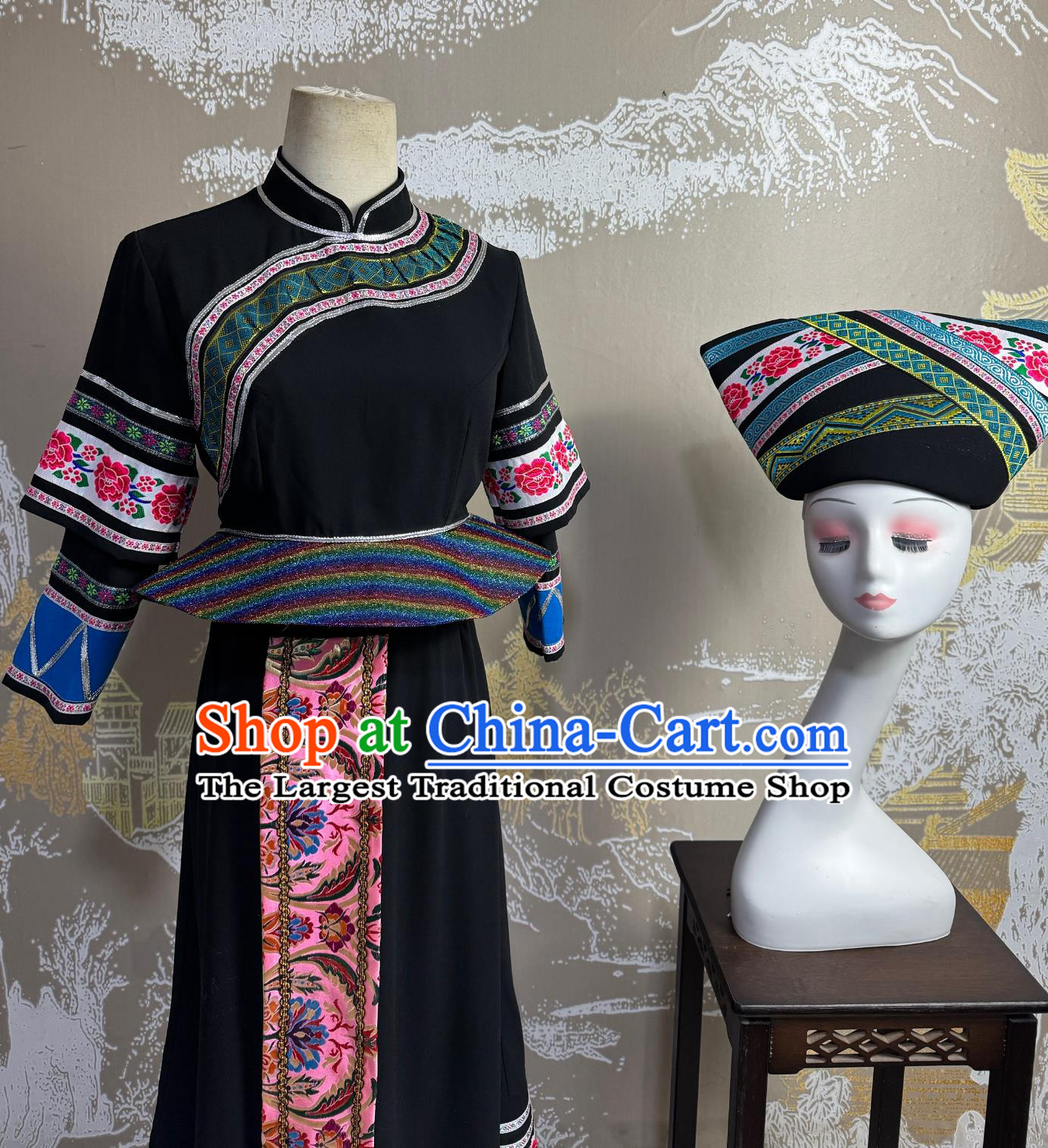 Ethnic Minority Miao Costume Zhuang Performance Costume Adult Women Dong Yao Tujia Ethnic Dance Costume