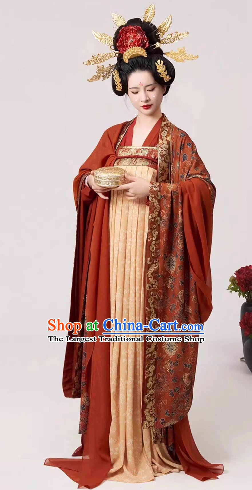 Huacai Oriental Show Tang Dynasty Restoration Wide Sleeve Gown With Pibo Chinese Imitation Zhuanghua High Waist Ruqun Hanfu Dress