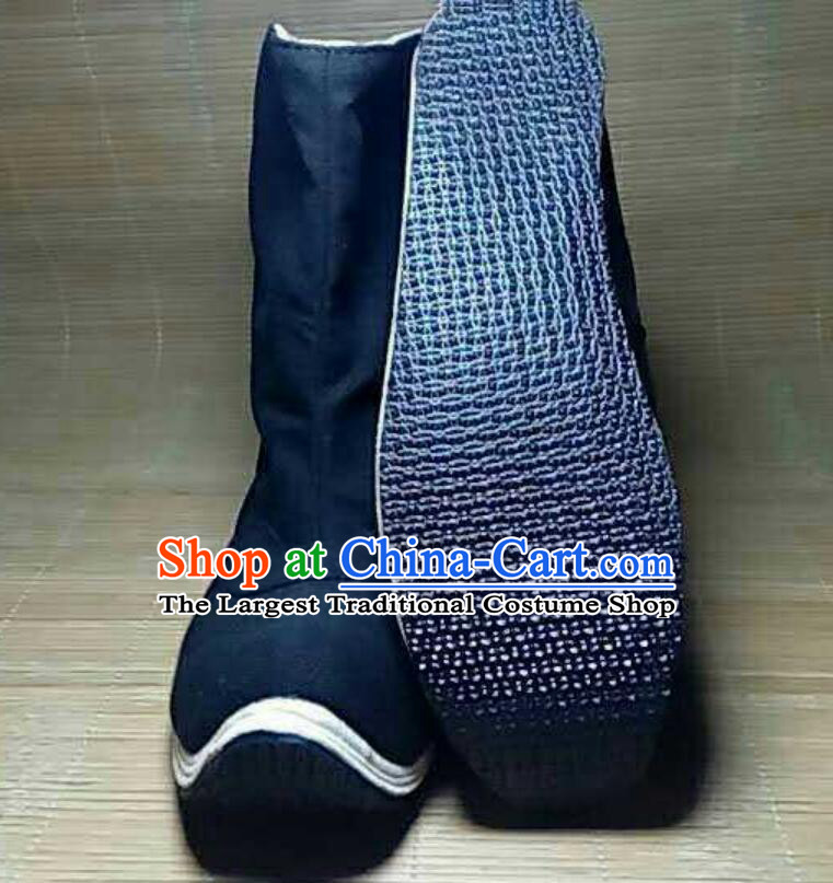 Traditional Chinese Kung Fu Shoes China Ancient Swordsman Boots Wu Shu Training Black Short Boots for Men