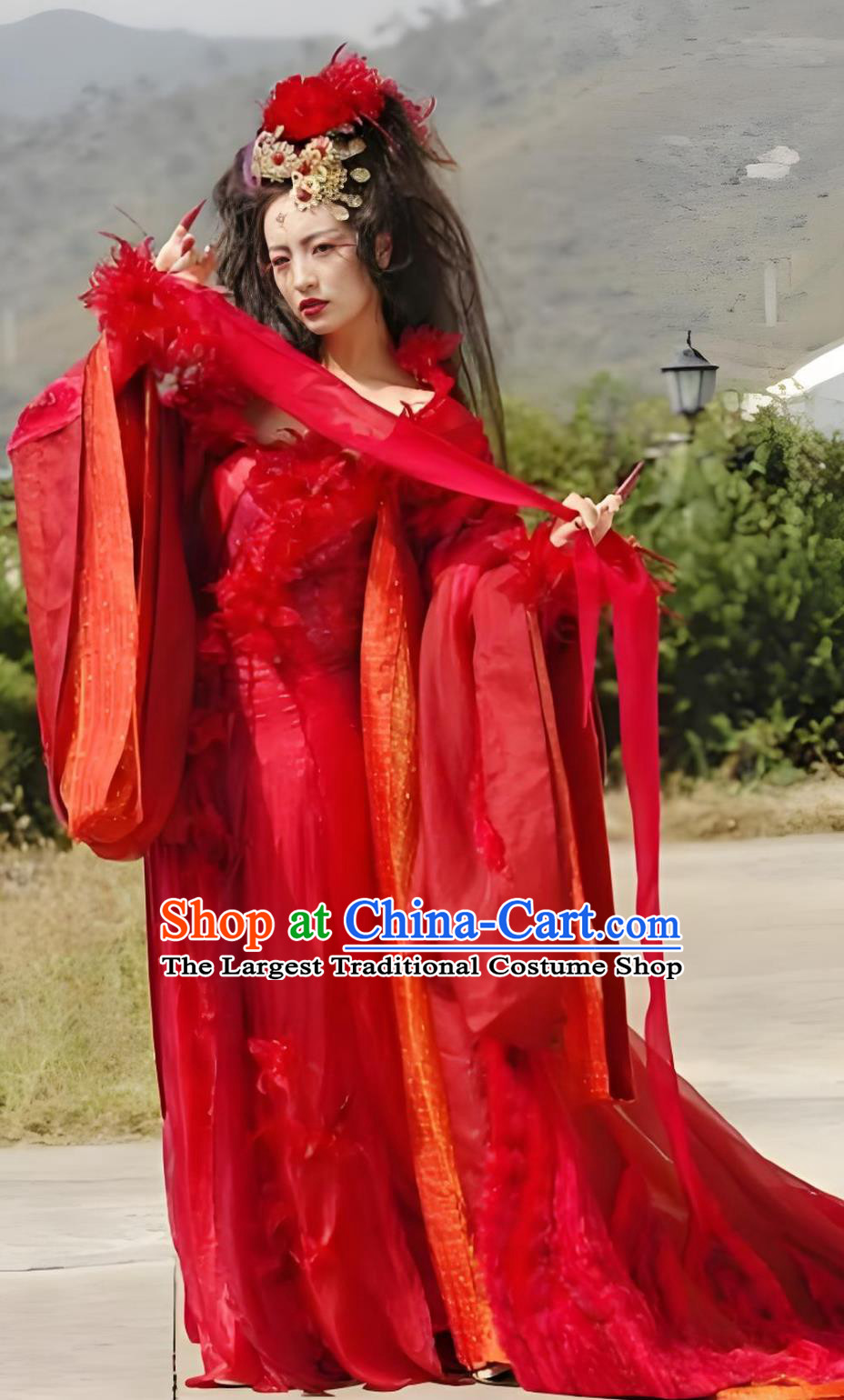 TV Series Chinese Paladin 3 Fire Ghost Queen Replica Costume Ancient China Goddess Clothing Traditional Red Hanfu Dress