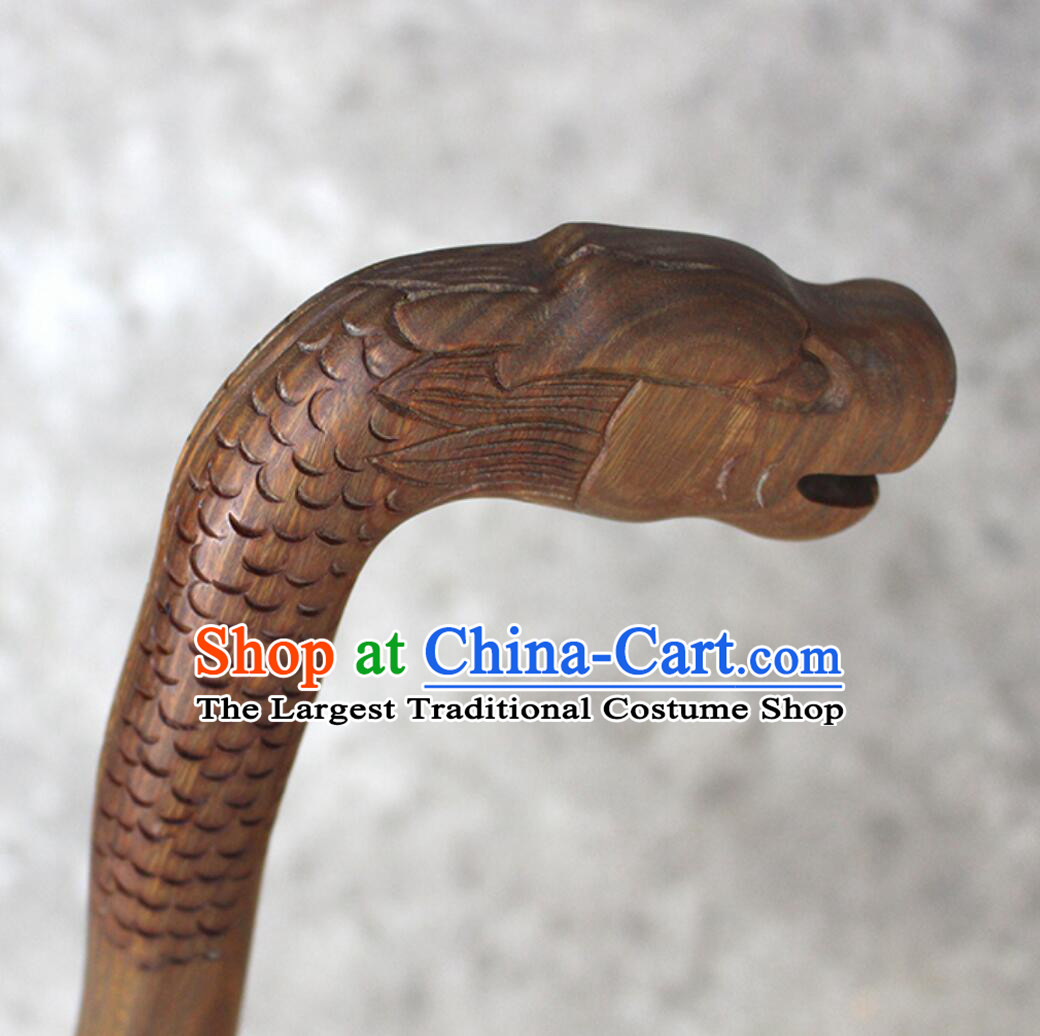Chinese Hand Carved Cloud Dragon Cane Verawood Crutch