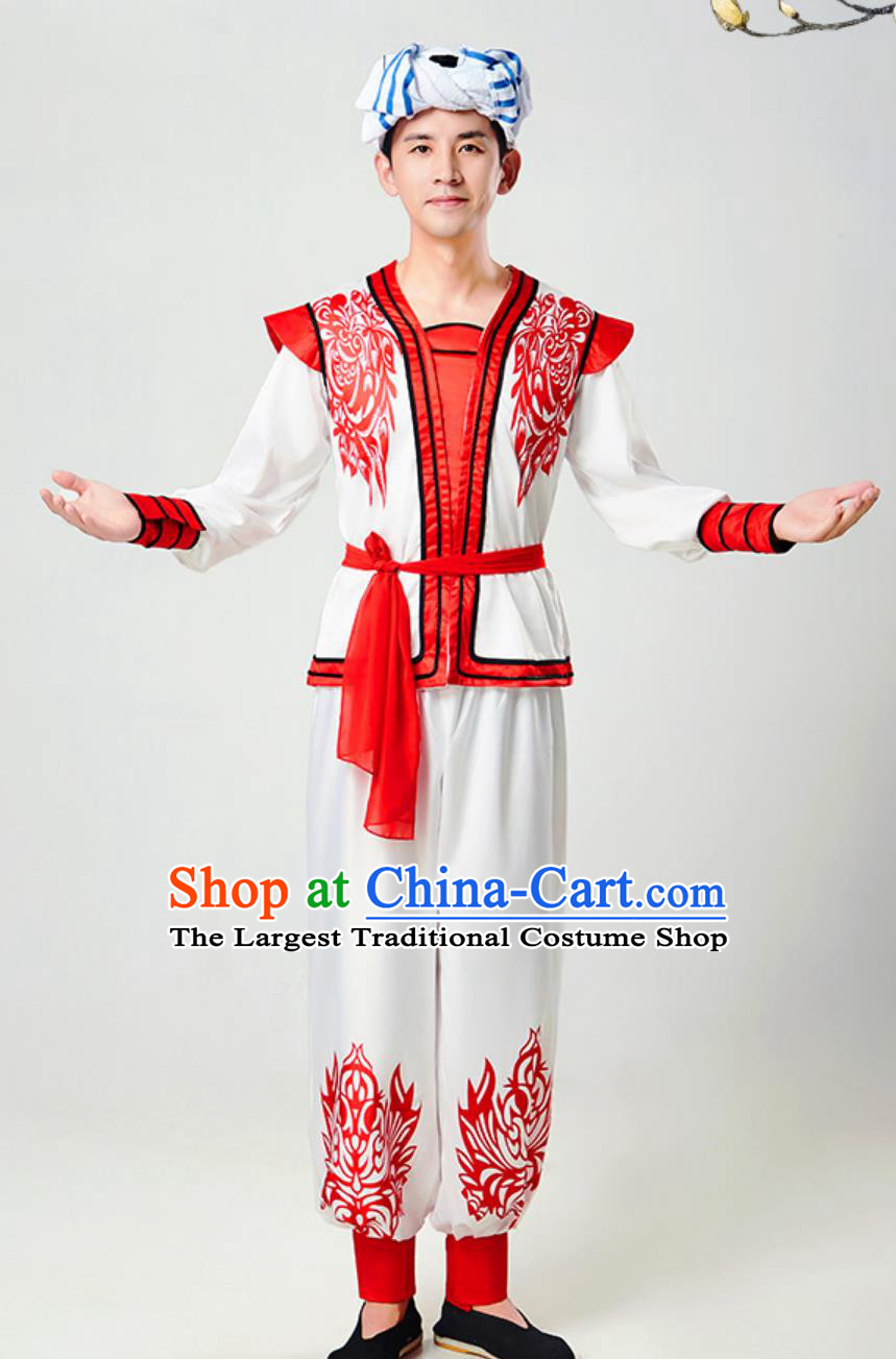 Chinese Ansai Waist Drum Outfit Men Shanxi Traditional Yangko Performance Costume