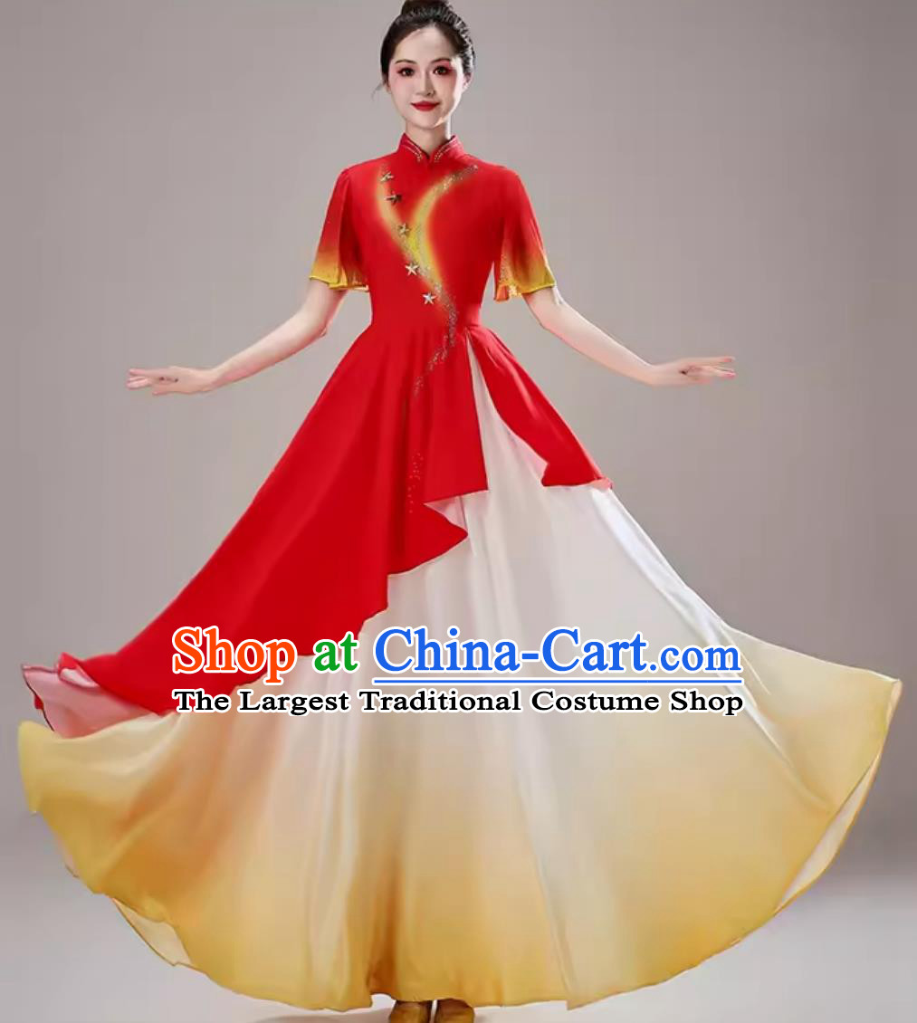 Classical Dance Performance Costume Women Bless The Motherland Choir Costume Opening Dance Modern Red Song Competition Dance Dress