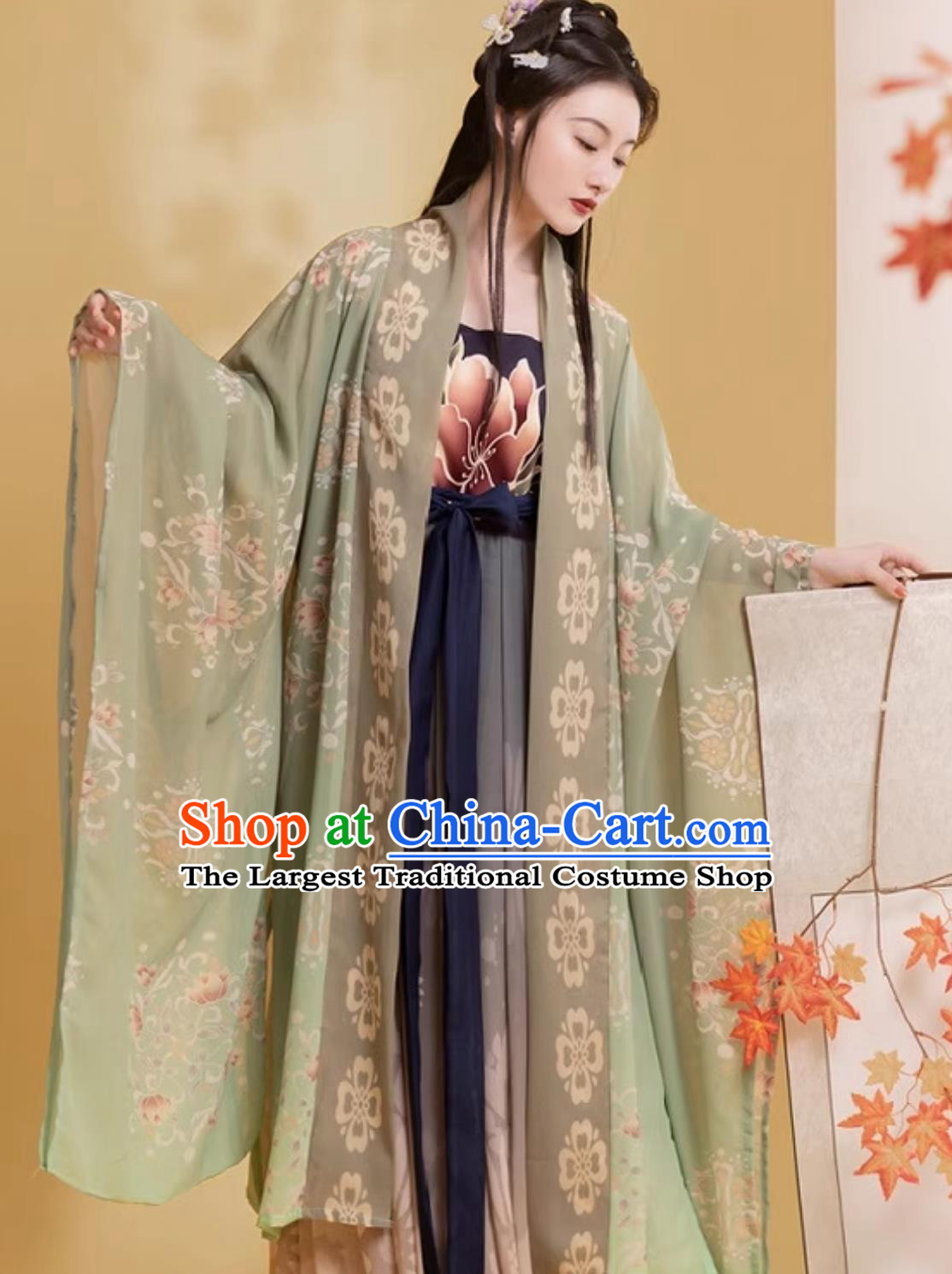 Chinese Tang Dynasty Hanfu Women High Chest Restoration Hezi Dress Heavy Embroidery Wide Sleeves Robe
