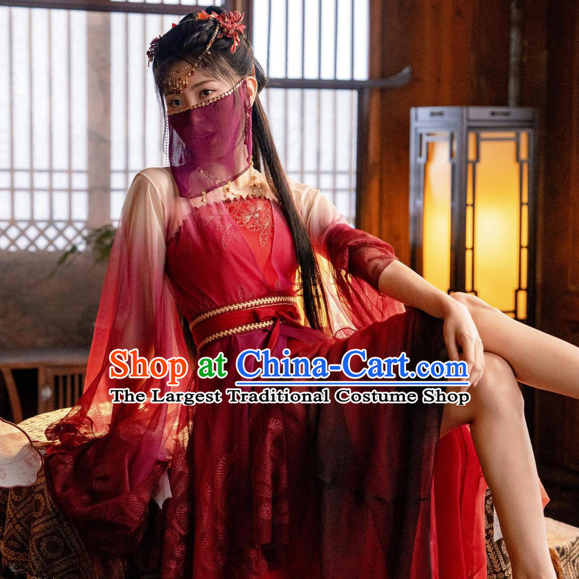 Ancient Chinese Dance Lady Clothing Traditional Red Hanfu Dress TV Series Guardians of the Dafeng Ghost Su Su Costume