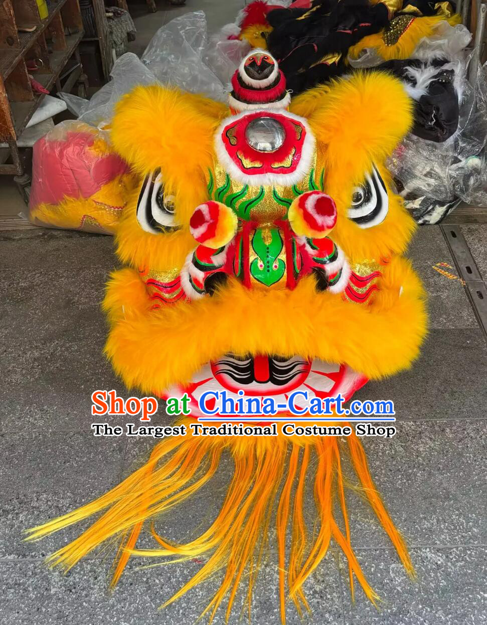 Top Orange Lion Dance Equipment for Performances Chinese Lion Dance Fut San Lion Head and Costumes Complete Set
