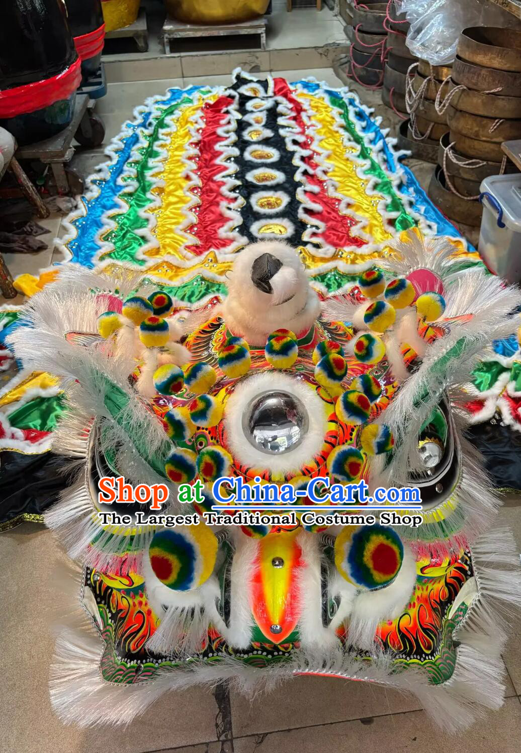 Top Toothbrush Fur Lion Dance Equipment for Performances Traditional Chinese Lion Dance Liu Bei Lion Head and Costumes Complete Set