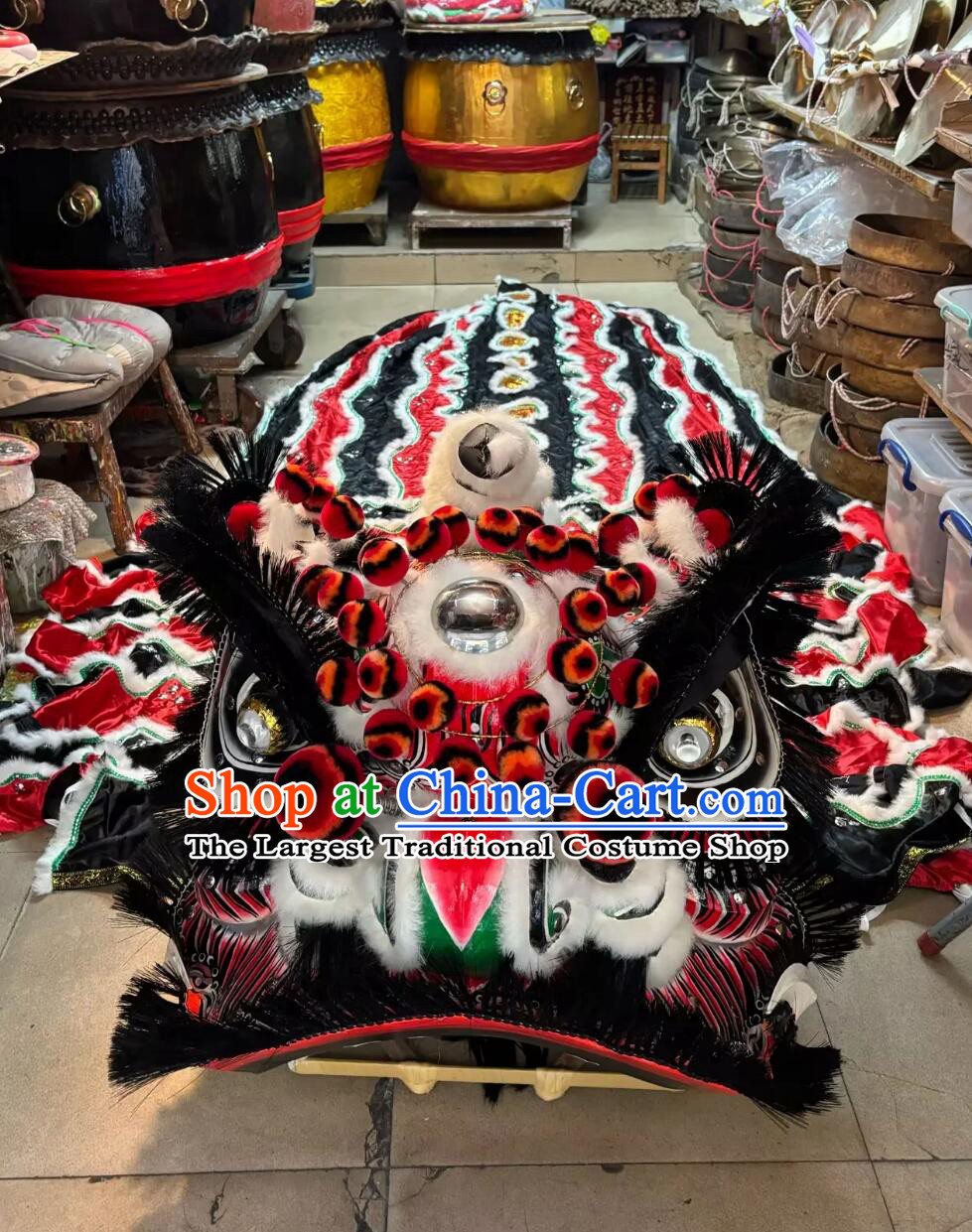 Top Toothbrush Fur Lion Dance Equipment for Performances Traditional Chinese Guan Gong Lion Gwan Gong Lion Head and Costumes Complete Set