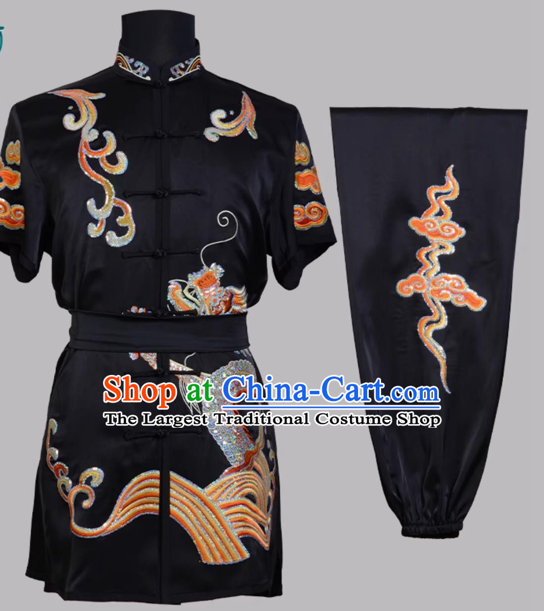 Wushu Taolu Competition Uniform Chinese Kung Fu Sparkling Embroidered Changquan Suit Training Wushu Exam Costume