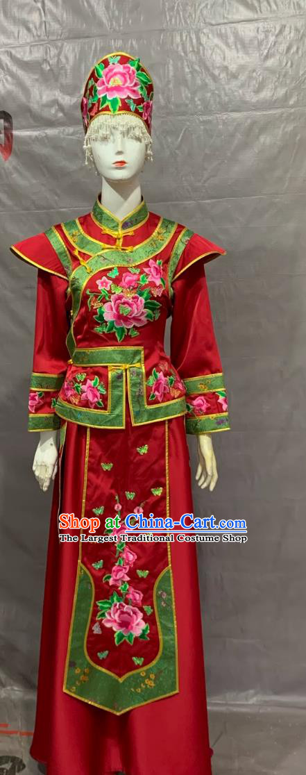 Xibe Ethnic Minority 56 Chinese Ethnic Groups Festival Gala Catwalk Host Performance Costume Wedding Dress