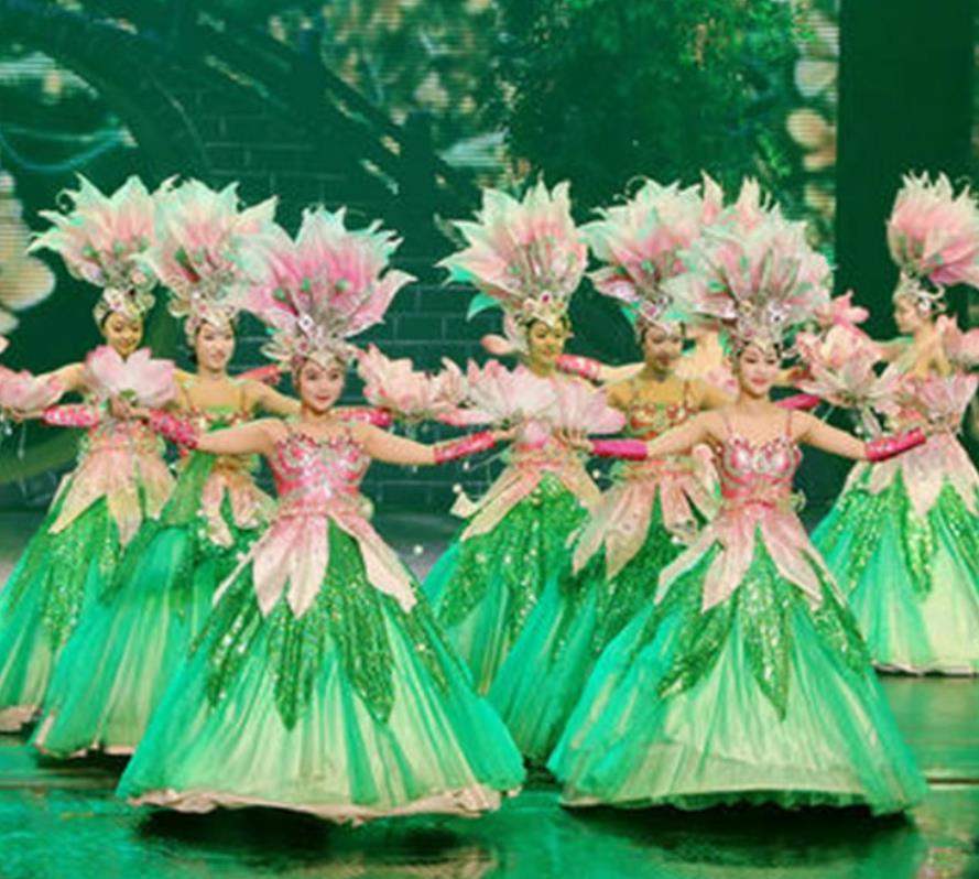 Opening Dance Puffy Flared Long Dress Stage Show Costume Chinese Gala Modern Dance Attire