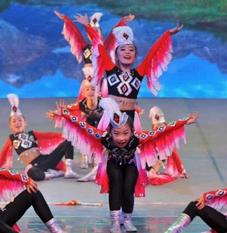 Xinjiang Dance Performance Costume Tianshan Eaglet Soaring Children Group Dance Clothing Competition Stage Attire