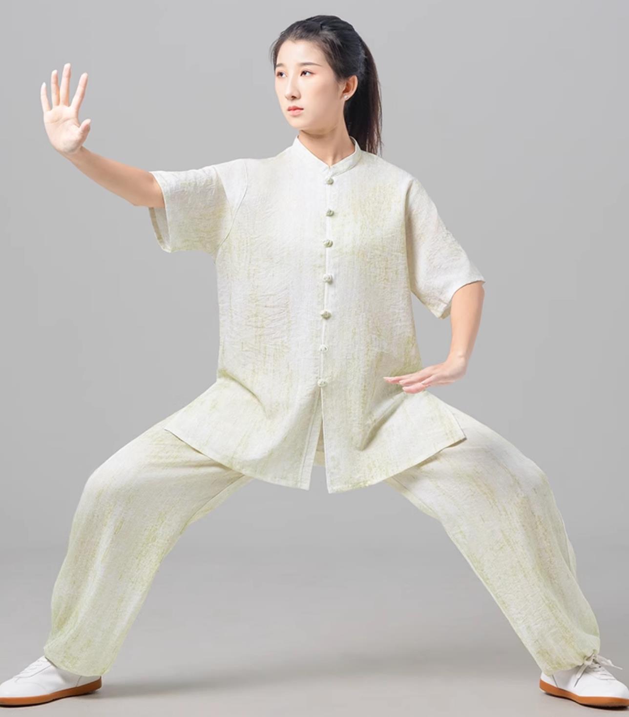 Women Tai Chi Suit Short Sleeve Taiji Uniform Ba Duan Jin Training Outfit