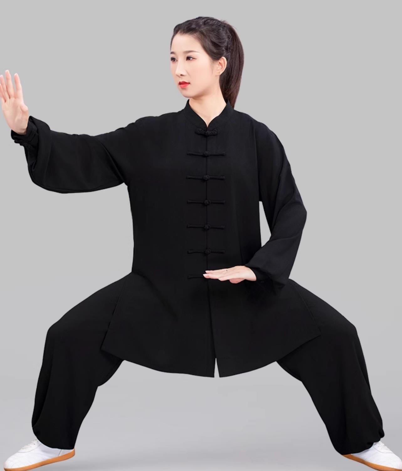 Black Women Stretch Tai Chi Suit Ba Duan Jin Taiji Training Outfit