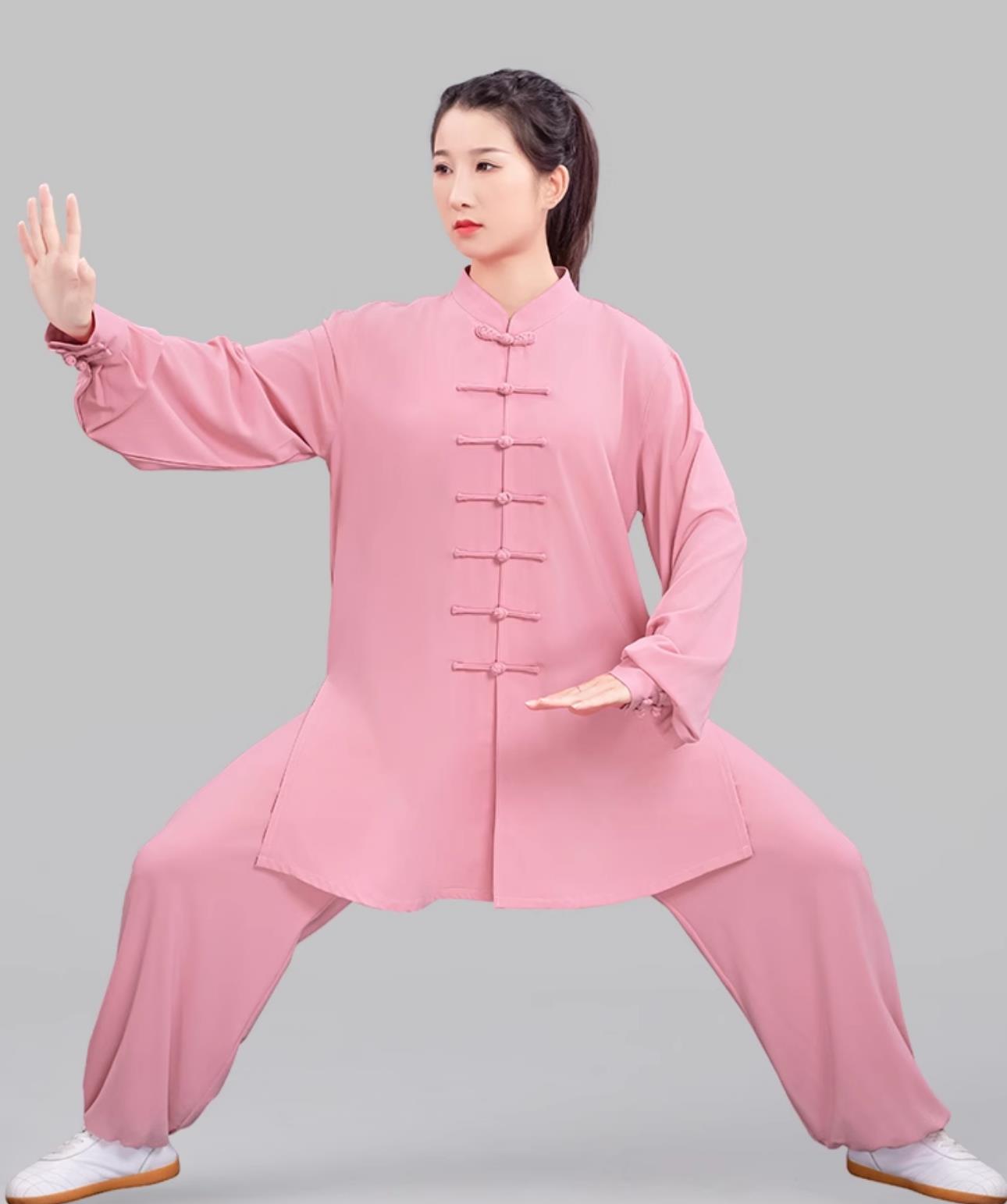 Pink Women Stretch Tai Chi Suit Ba Duan Jin Taiji Training Outfit