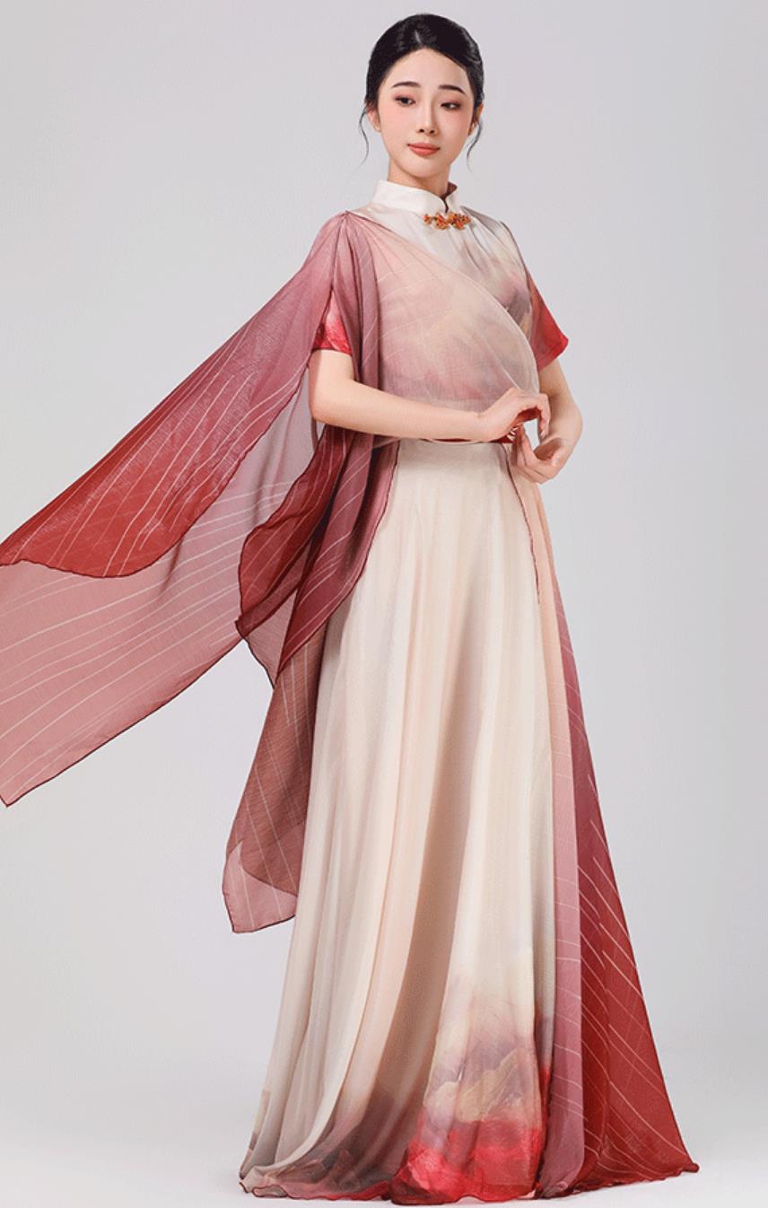 Women Choir Performance Outfit Competition Poetry Recital Stage Costume Host Dress