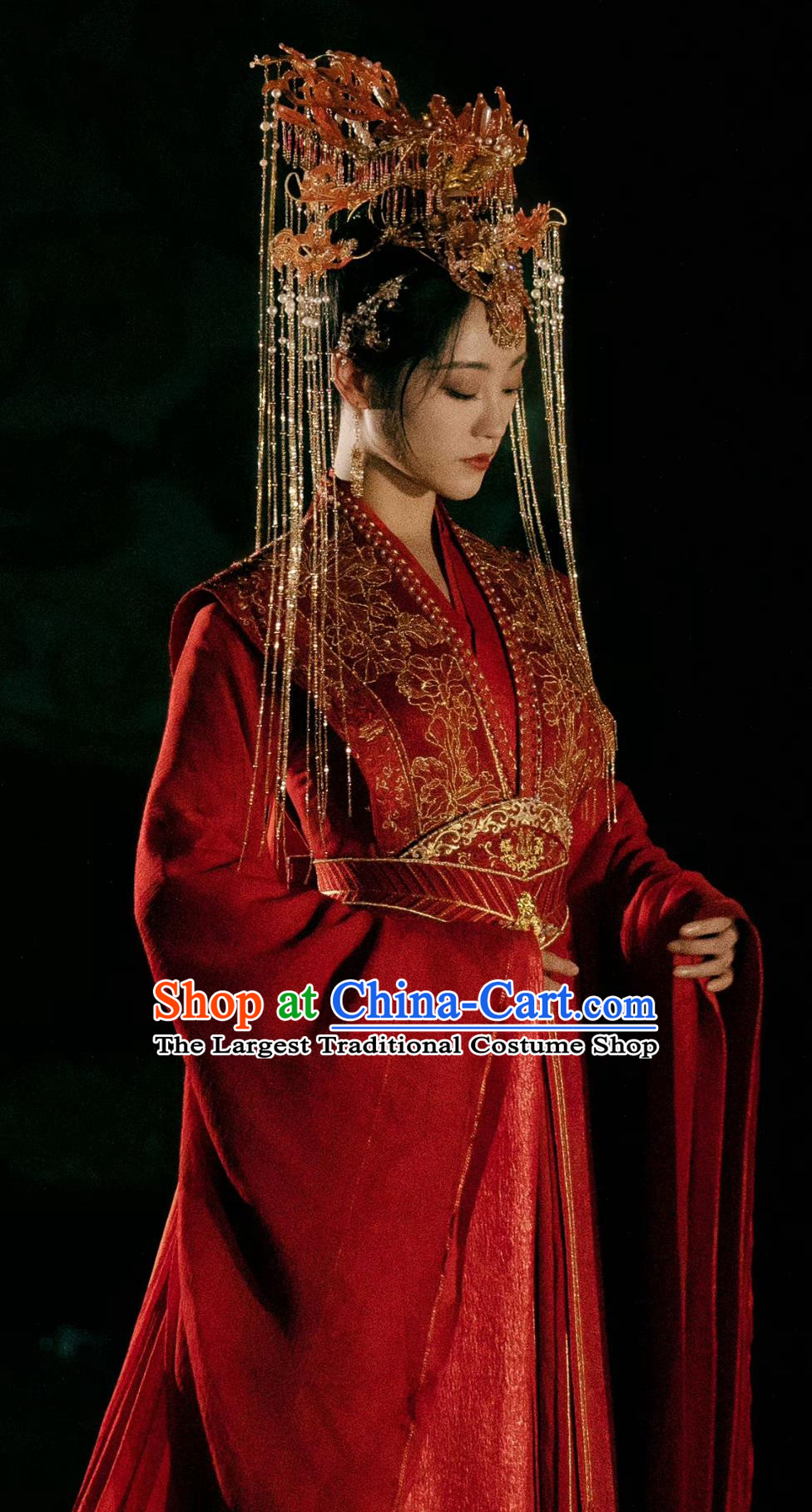 Traditional Hanfu Wedding Clothing TV Series Fateful Love Princess Han Zi Qing Red Dress Chinese Ancient Bride Costume