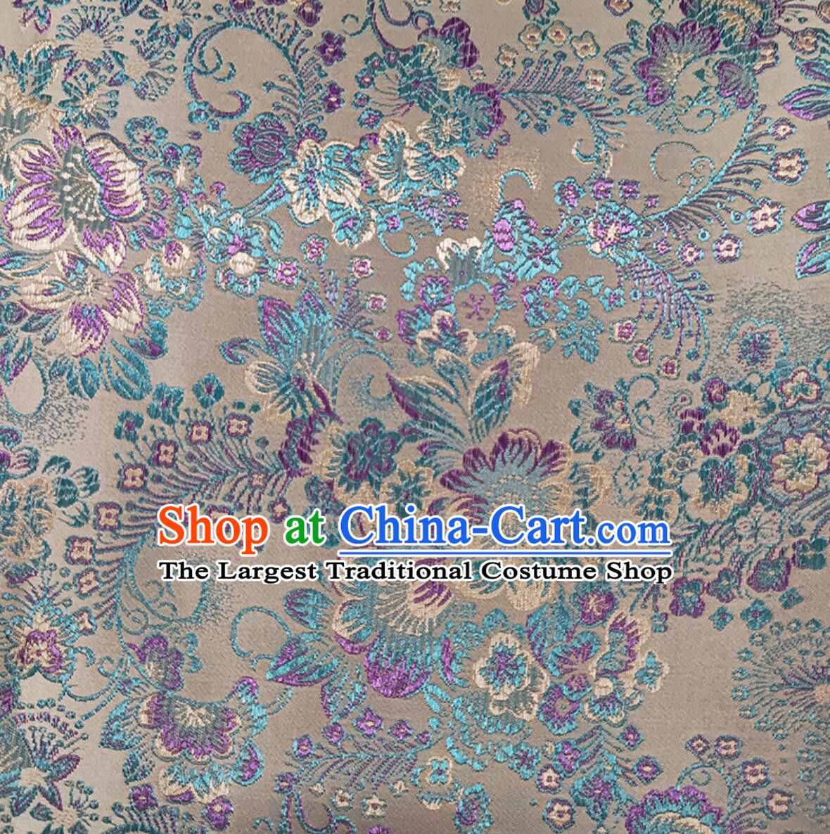 Classical Flowers Pattern Design Satin Drapery Traditional Tang Suit Cheongsam Fabric Chinese White Brocade