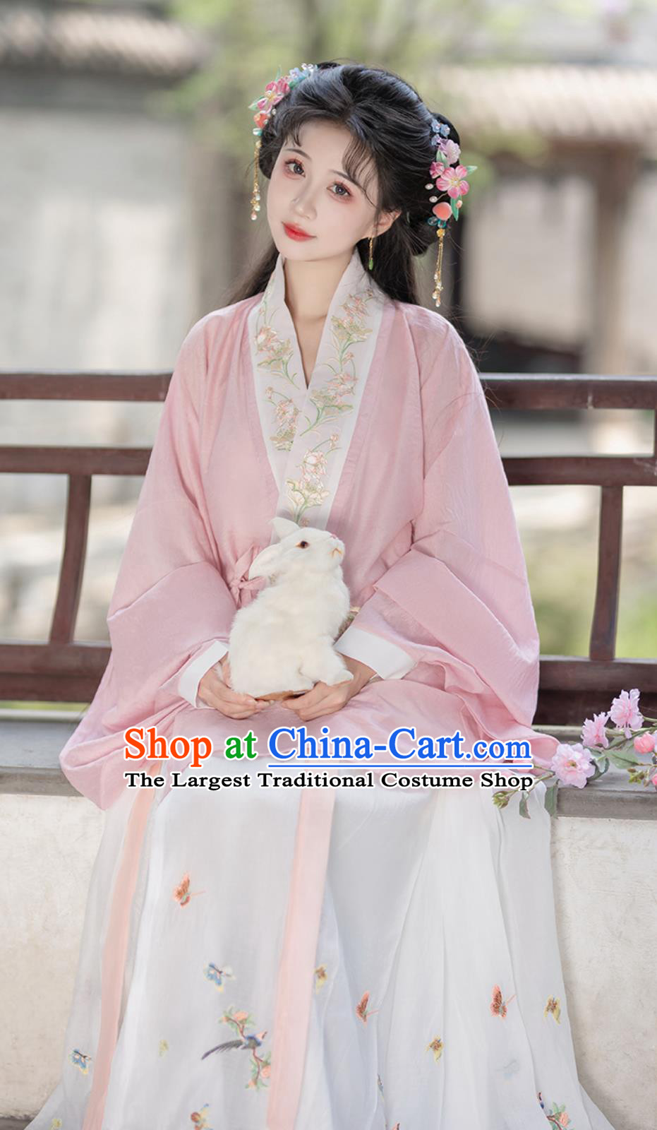 Chinese Ming Dynasty Hanfu Women Spring Summer Blouse and Horse Face Skirt Complete Set