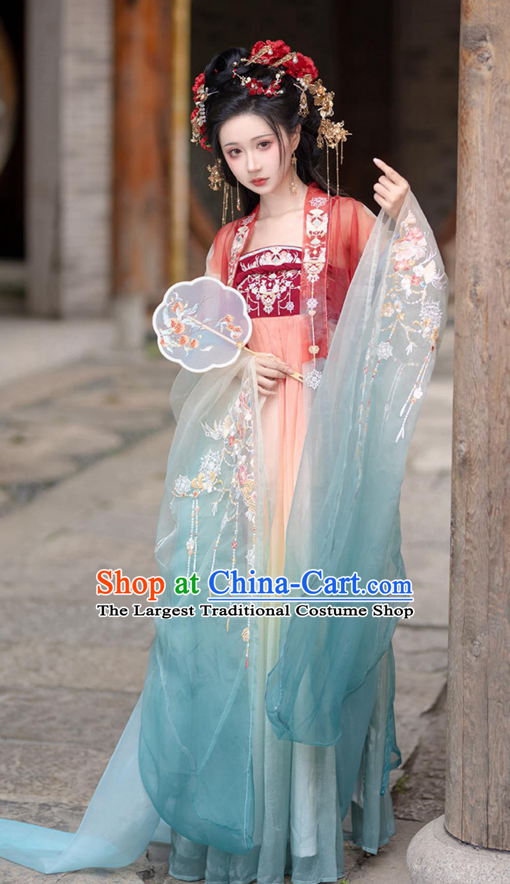 Tang Dynasty Hanfu Women Hezi Dress Wide Sleeve Gown Complete Set Ancient Chinese Princess Clothing
