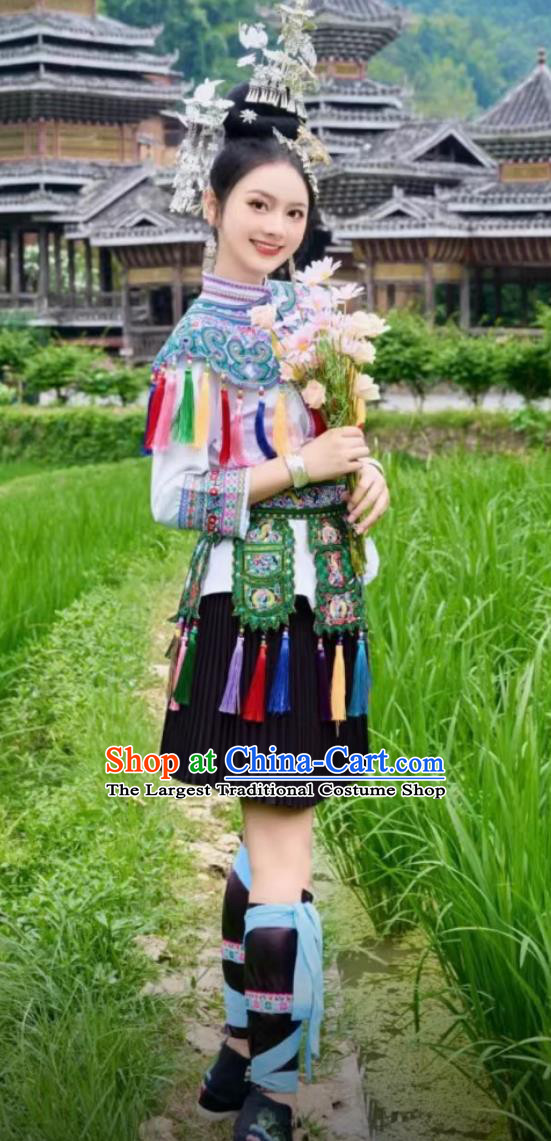 Chinese Performance Dance Dress Dong Nationality Golden Pheasant Suit Ethnic Costume