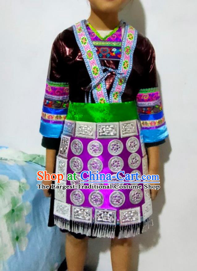 Ethnic Performance Costume Chinese Dong Girl Dance Outfit Five Piece Set