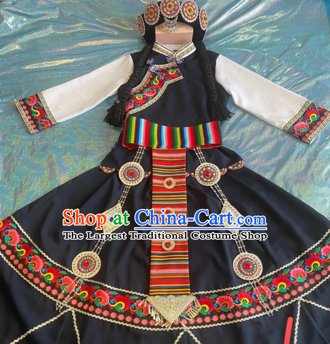 Handmade Naxi Ethnic Embroidery Costume Chinese Minority Nationality Clothing
