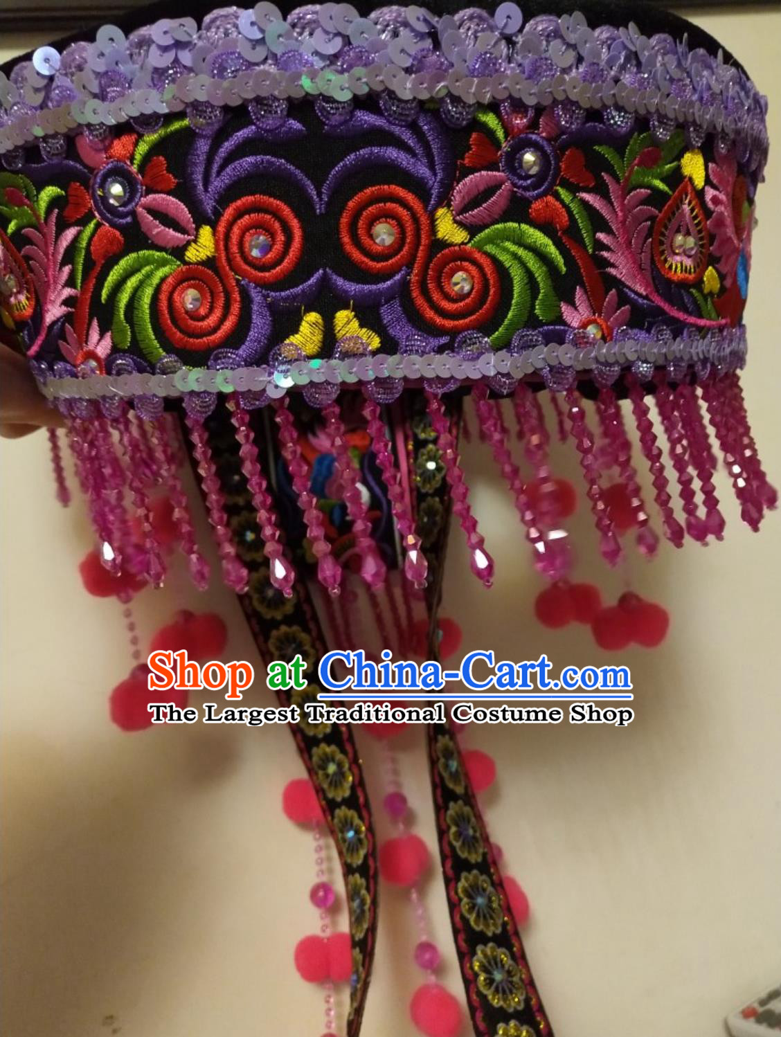 Chinese Yunnan Lijiang Ethnic Hat Lisu Minority Headwear
